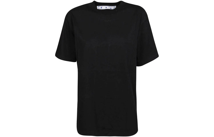 (WMNS) Off-White Arrow Pattern Round Neck Pullover Short Sleeve Slim Fit Version Black OWAA049E20JER0131010