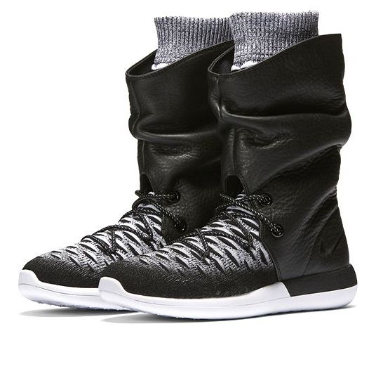 (WMNS) Nike Roshe 2 Flyknit Hi 'Black White' 861708-002