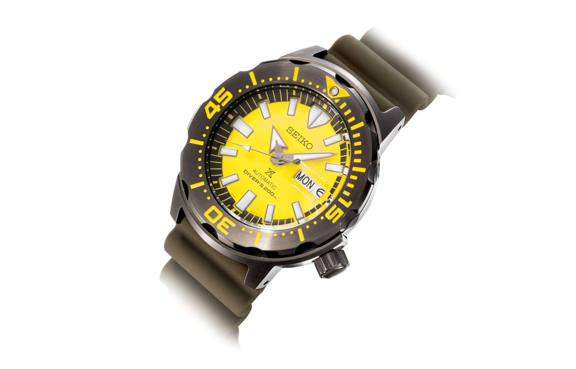 Men's SEIKO prospex Casual Yellow Monster Monster 200m Mechanical Watch SRPF35K1