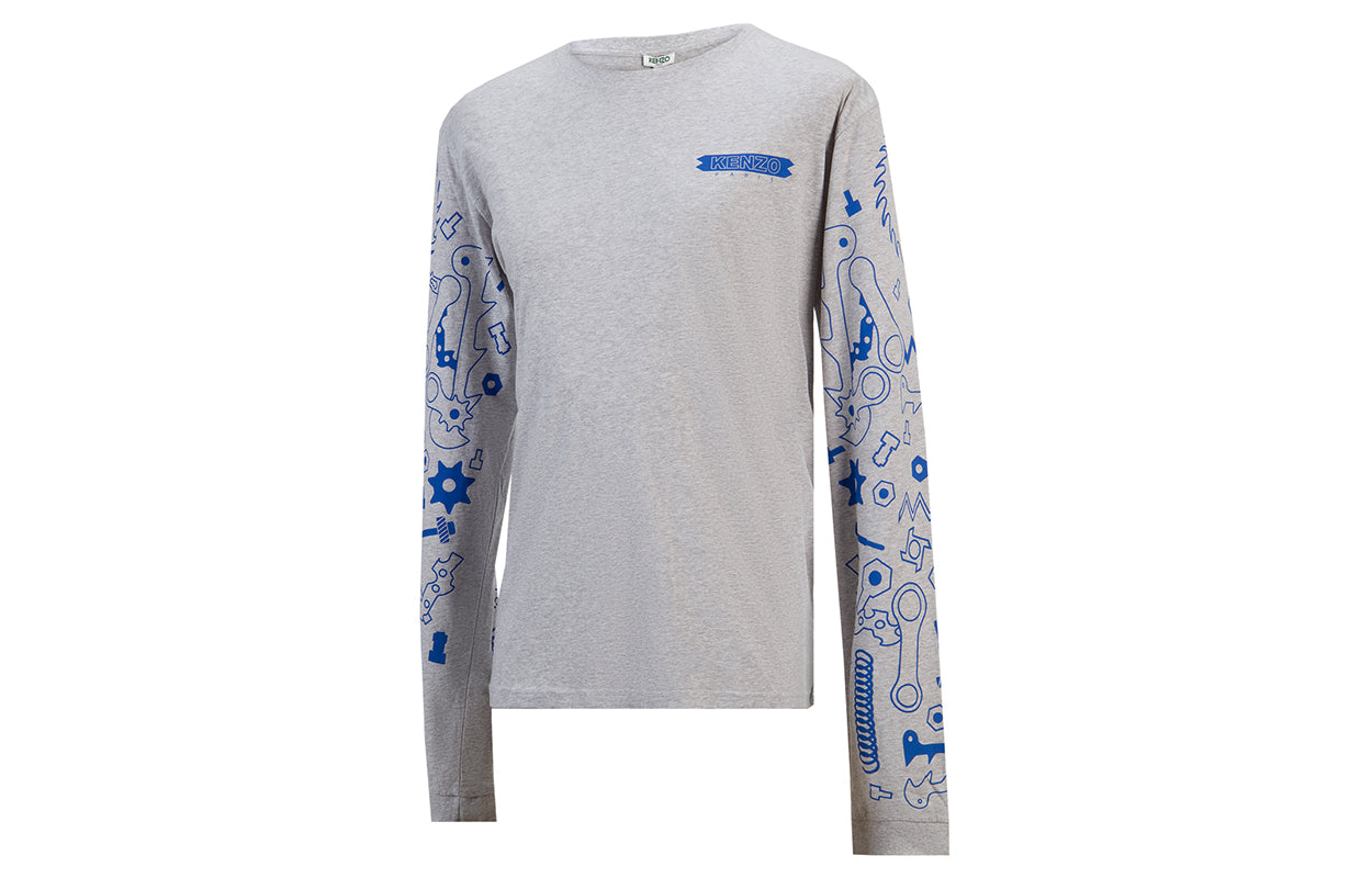 Men's KENZO Casual Pure Cotton Long Sleeves Gray 5TS1184SH-93