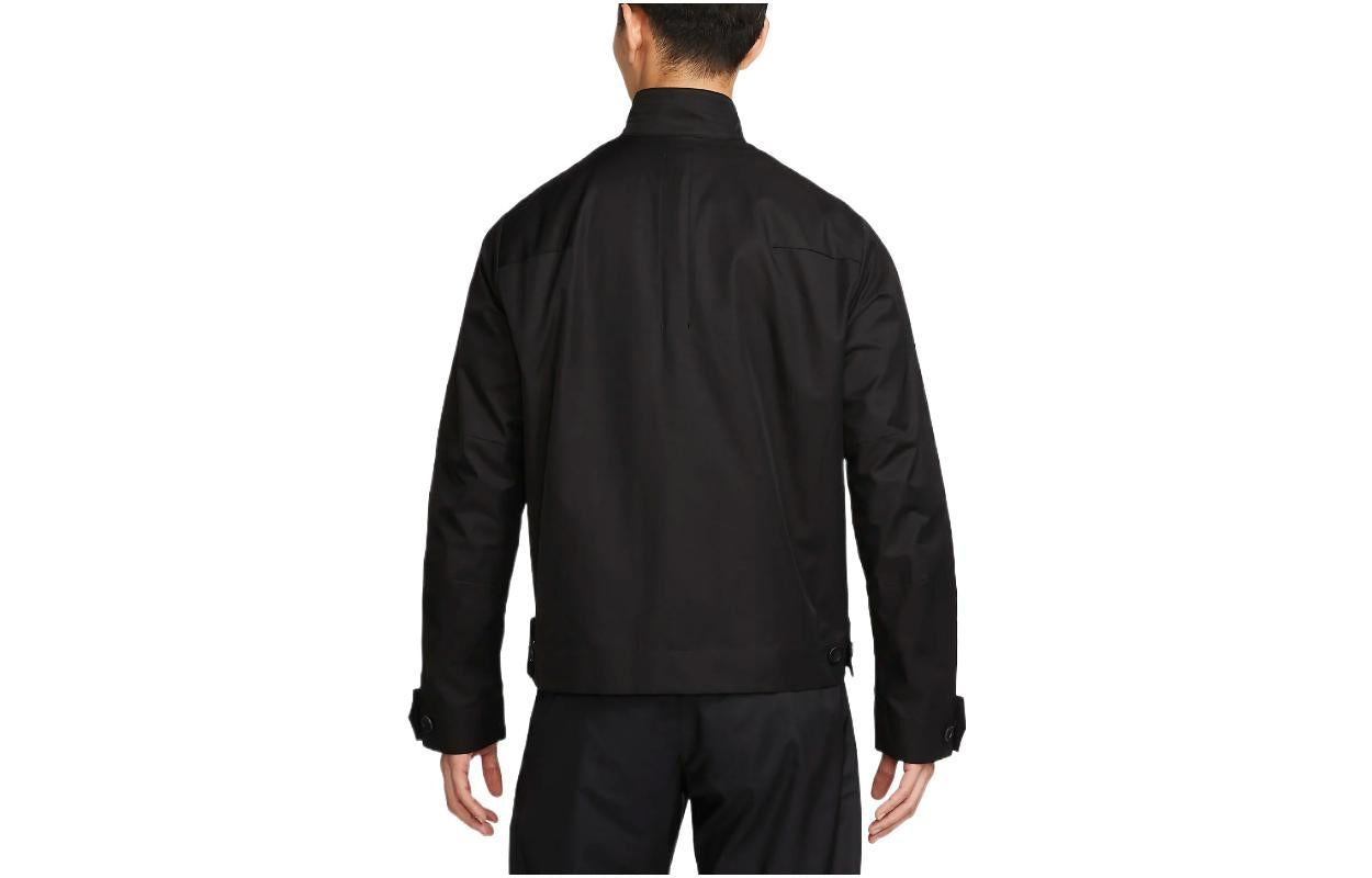 Men's Nike Solid Color Straight Casual Lapel Jacket Black DN4094-010