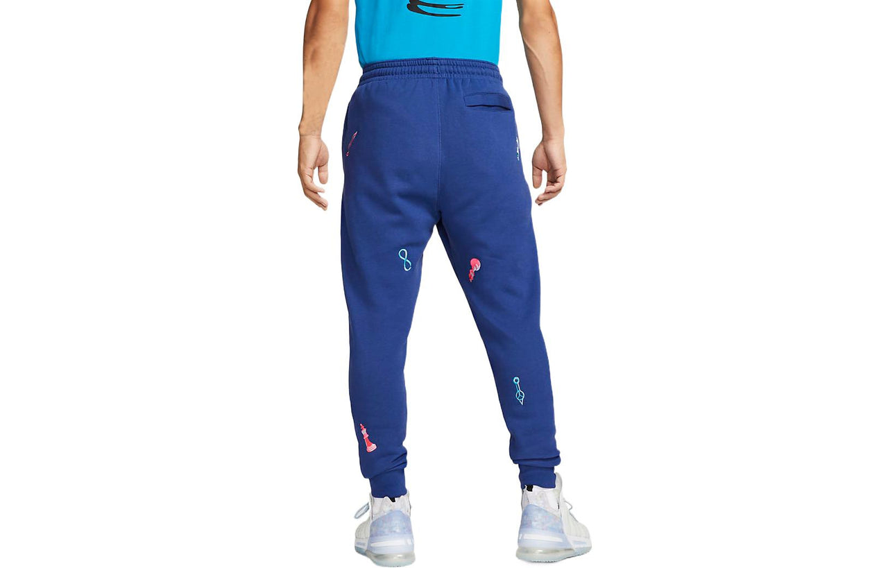 Nike Pattern Printing Elastic Waistband Bundle Feet Sports Pants Men's Blue DQ6146-455
