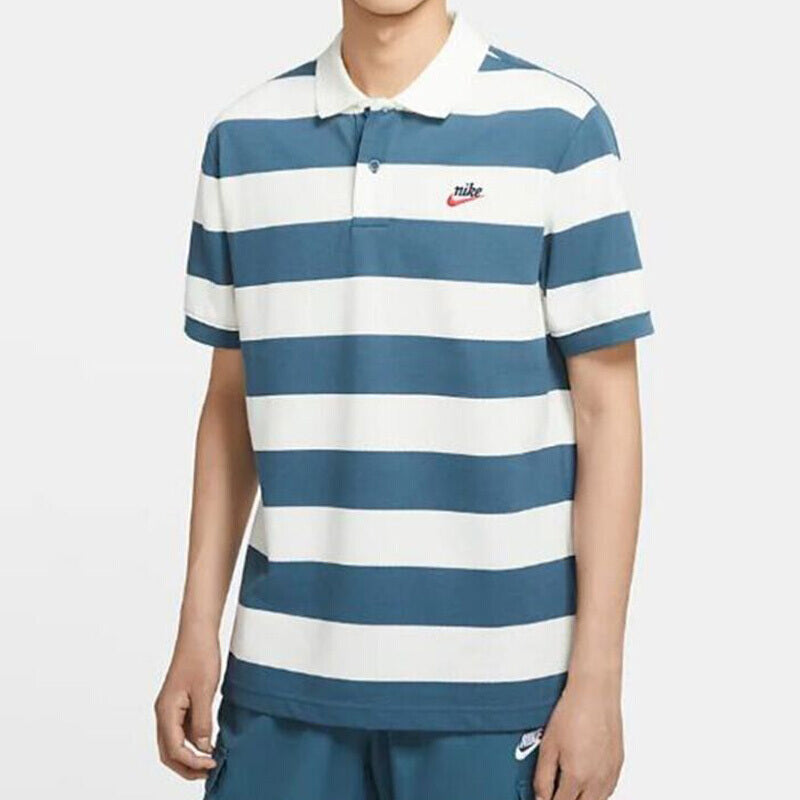 Nike Round Neck Pullover Stripe Casual Short Sleeve Polo Shirt Blue DJ0330-058