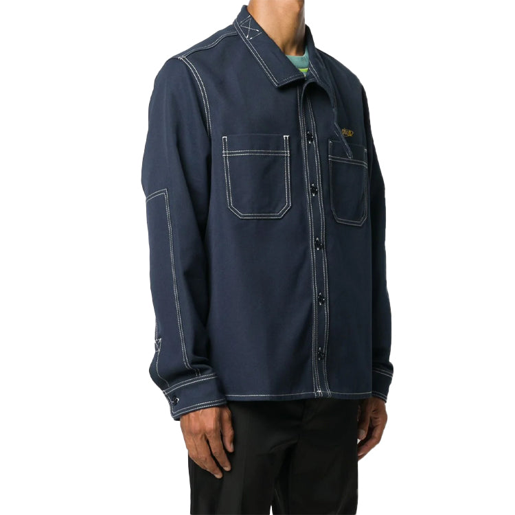 Men's Off-White Detail Blue Shirt OMYD022E20DEN0014518