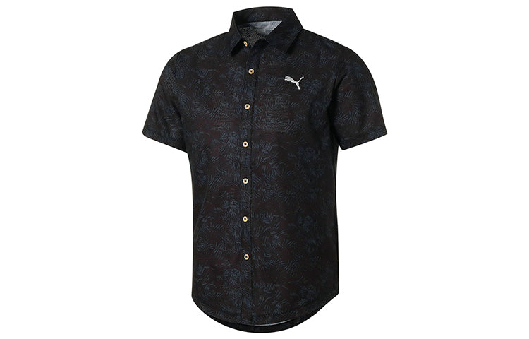 PUMA logo Short Sleeve Polo Shirt 'Black' 930045-01
