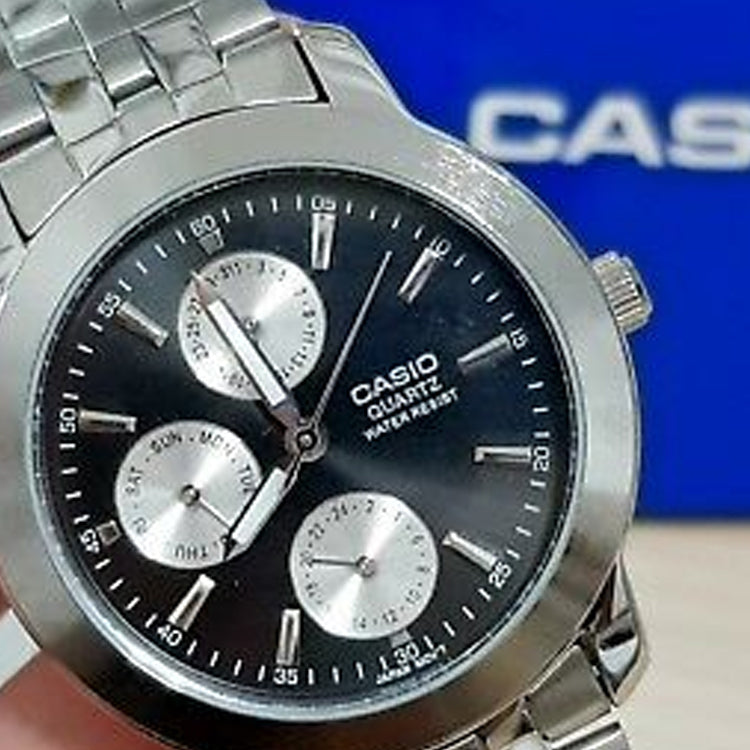 CASIO Stainless Steel Strap Black Watch Dial Mens Black Analog MTP-1192A-1ADR