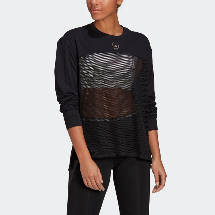 (WMNS) adidas Solid Color Mesh Splicing Sports Long Sleeves Black GM5391