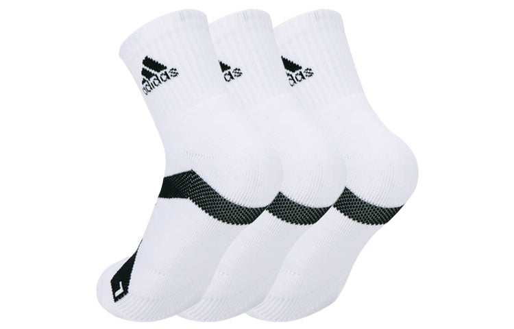 adidas breathable towel bottom socks 3 pairs 'Black White' MF0023