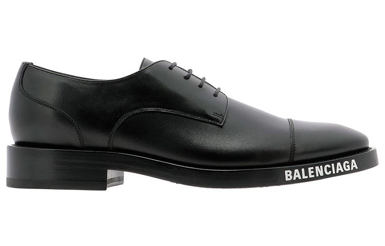 Balenciaga Logo Cap Toe Derby Shoes 'Black' 590716WA7201000