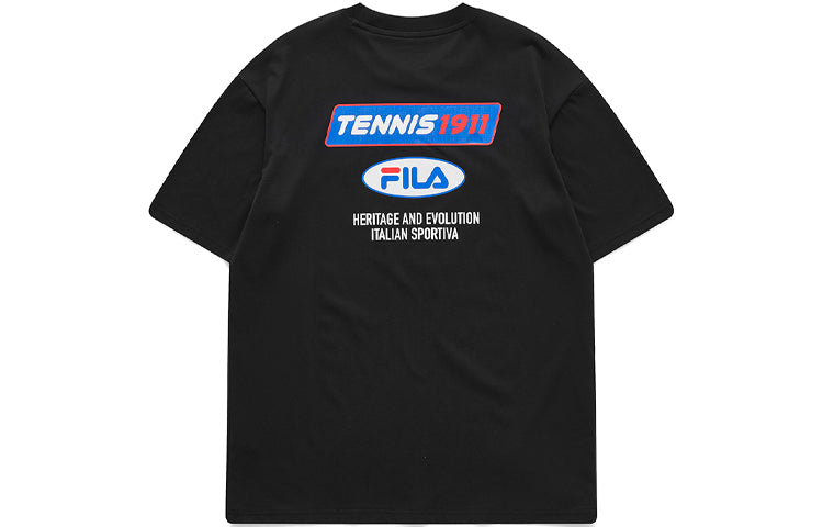 FILA FUSION Logo Printing Pullover Round Neck Short Sleeve Black T11M111102F-BK