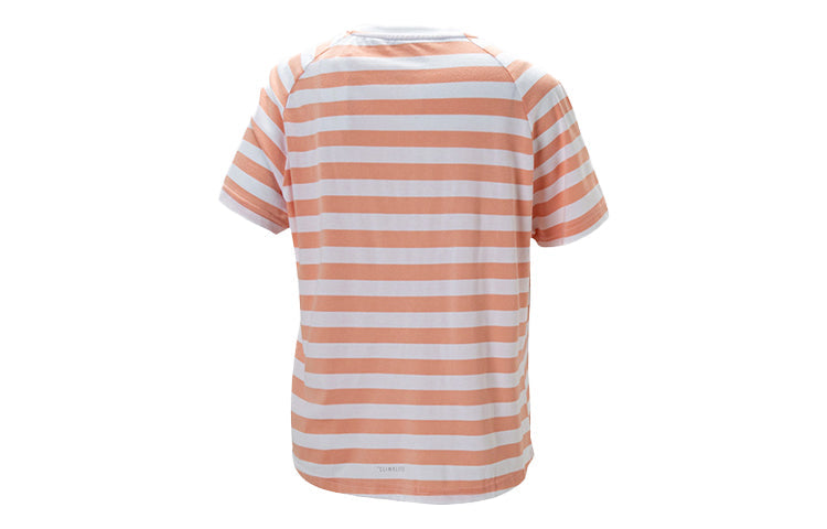 (WMNS) adidas neo Stripe Logo Printing Sports Short Sleeve Pink White DW8003