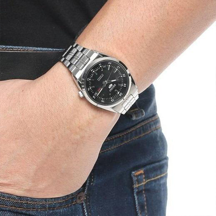 Men's SEIKO No. 5 Sports Steel strip Mechanical Watch Black SNK567J1