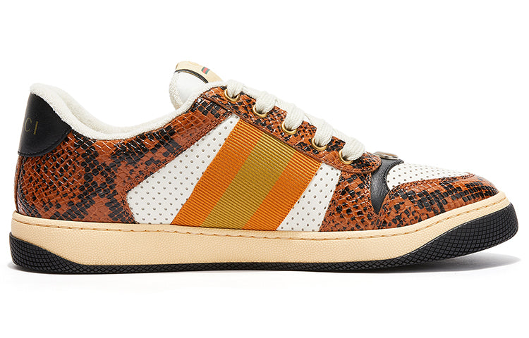 Gucci Screener Python-embossed Leather Sneakers 'Orange Black White' 698605-19YC0-7761