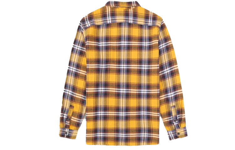 Men's Levis Series lapel Plaid Long Sleeves Shirt Yellow 19573-0124