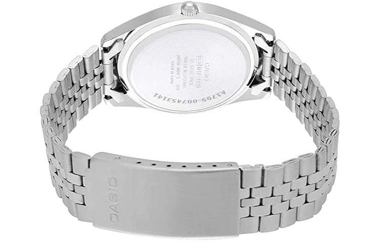 CASIO ENTICER Simplistic Stainless Steel Band Men's Quartz Waterproof Mens Silver Analog MTP-1129A-7B