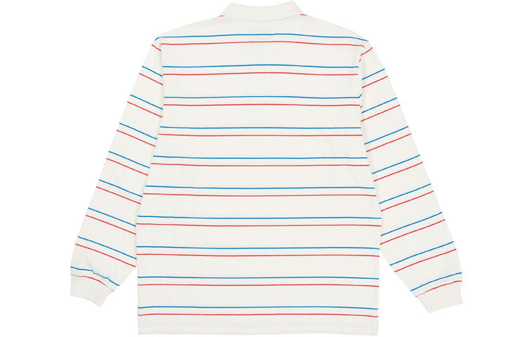 PALACE Unisex Stripe Long Sleeve Polo Shirt White P20ES101