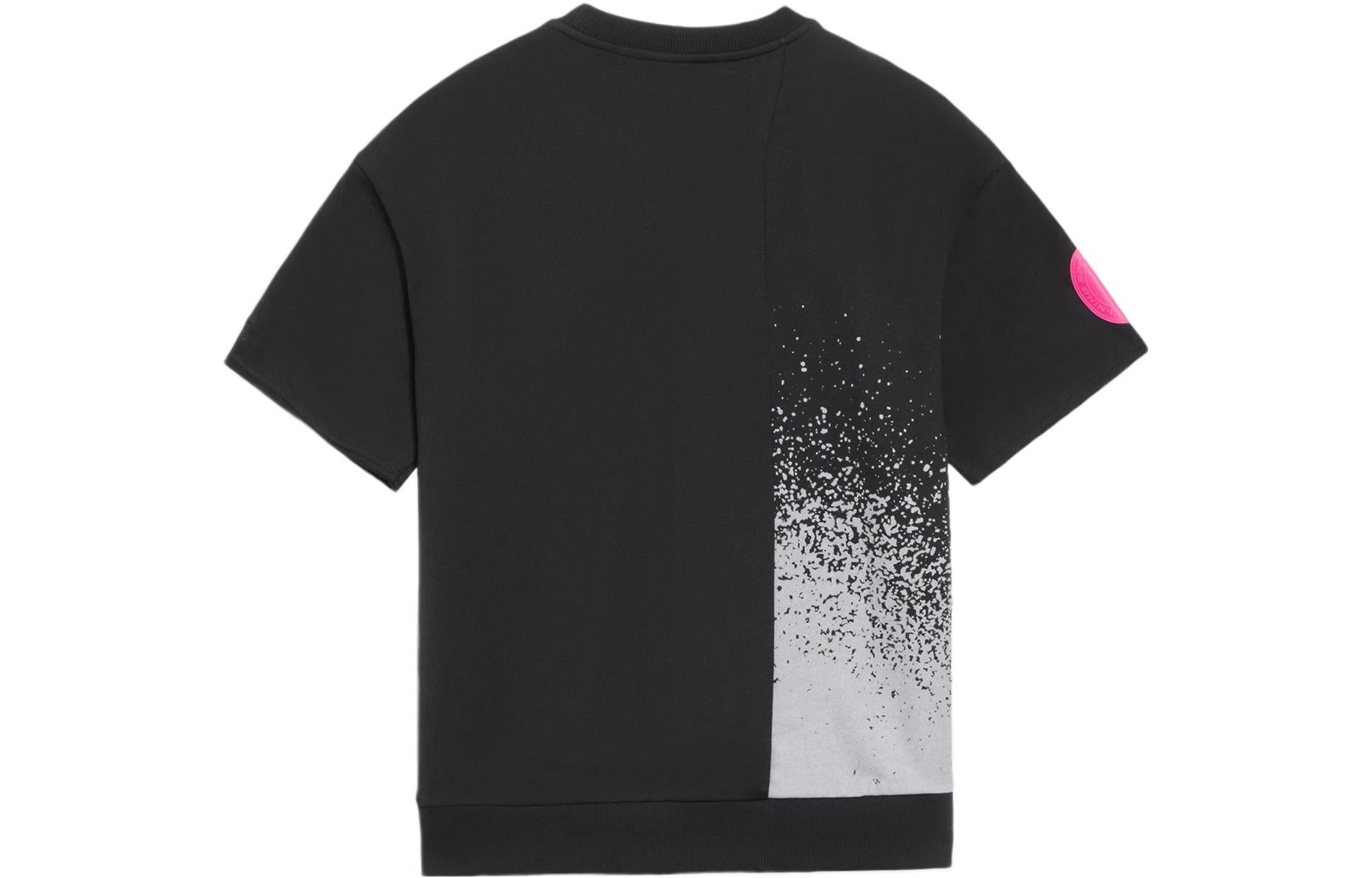 Li-Ning Pattern Printing Loose Round Neck Short Sleeve 'Black' AAES011-2