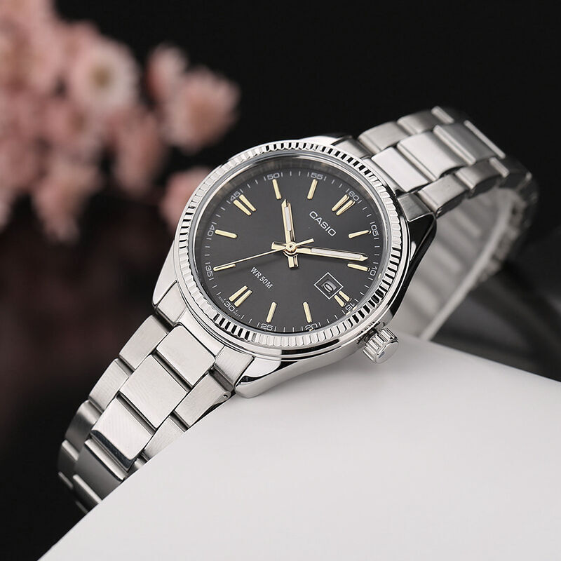 CASIO Stainless Steel Strap Quartz Waterproof Black Watch Dial Black Analog LTP-1302D-1A2