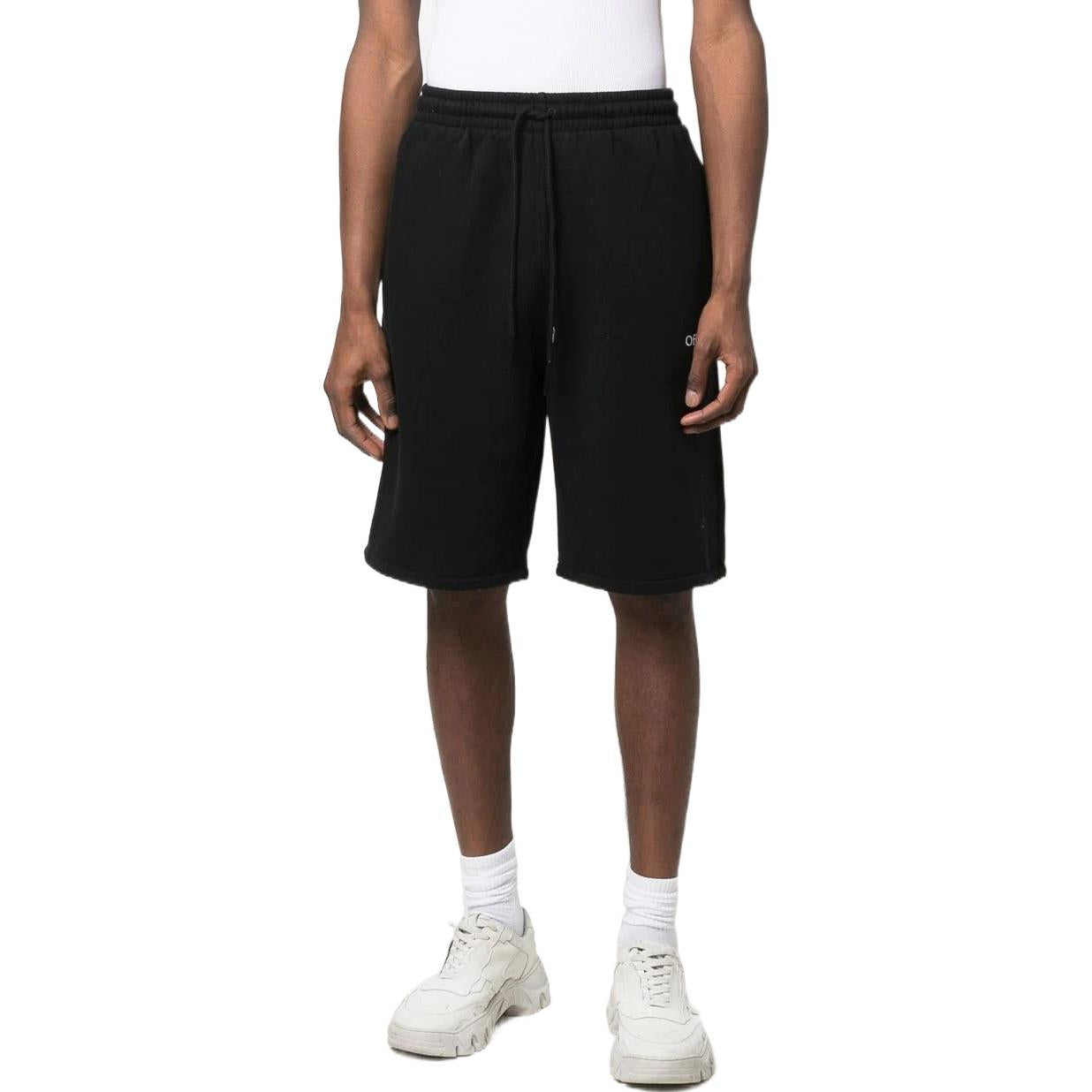 Men's Off-White Caravaggio Logo Printing Solid Color Sports Shorts Black OMCI013S22FLE0011001