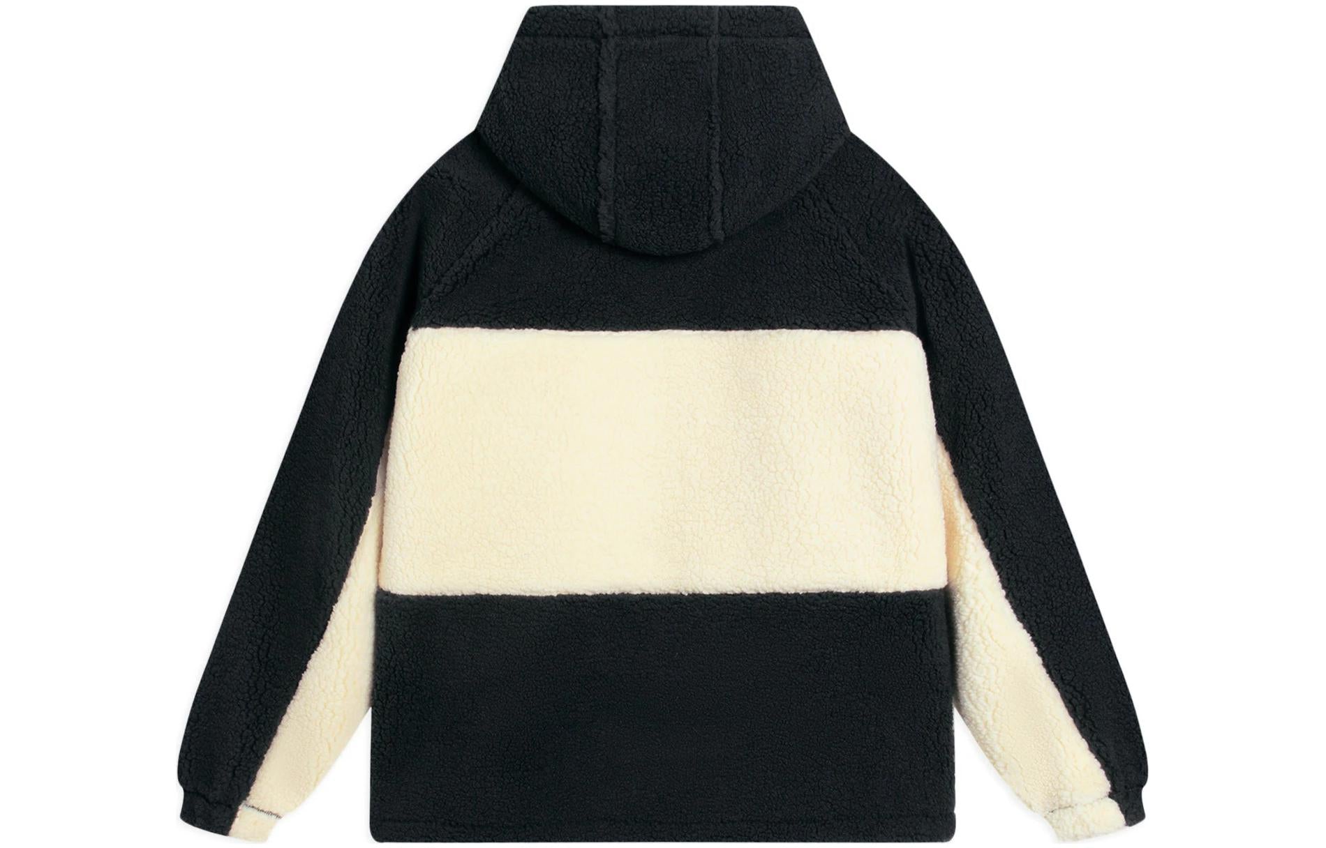 Li-Ning BadFive Logo Fleece Full Zip Jacket 'Black Beige' AFDSA69-4