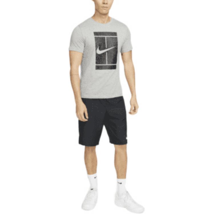 Men's Nike Large Logo Pattern Printing Round Neck Casual Short Sleeve Gray T-Shirt DD8406-063