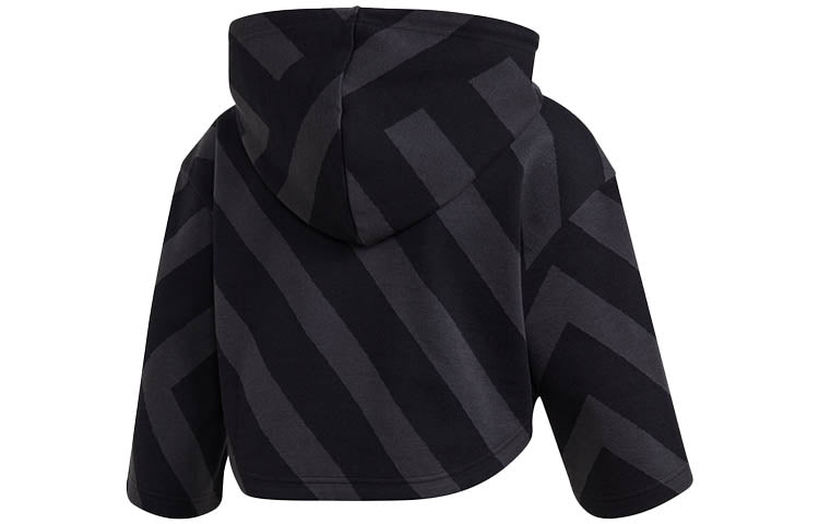 (WMNS) adidas Pg Crpd Hoodie Stripe hooded Short Hoodie Black GT5663