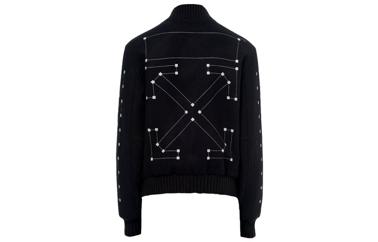 Off-White Chevron Varsity Baseball Jacket Men Black OMEA145E19A320011091