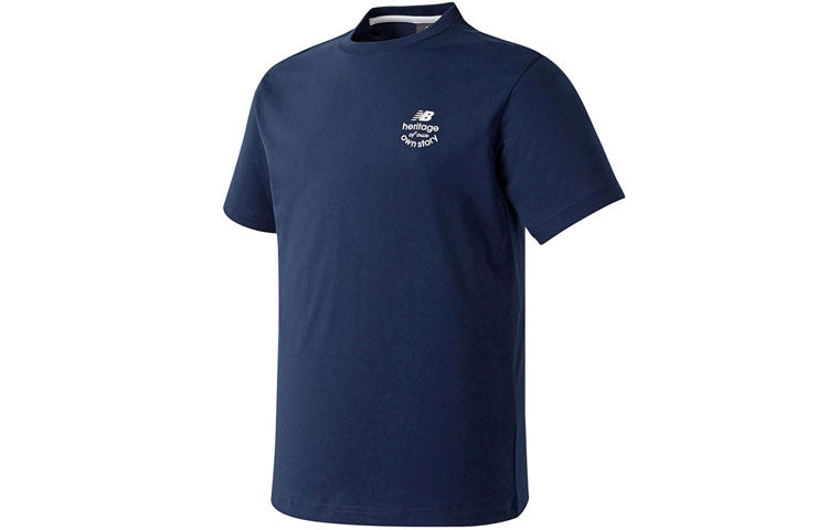 New Balance Alphabet Printing Short Sleeve Version Unisex Navy Blue NBNEA22033-59