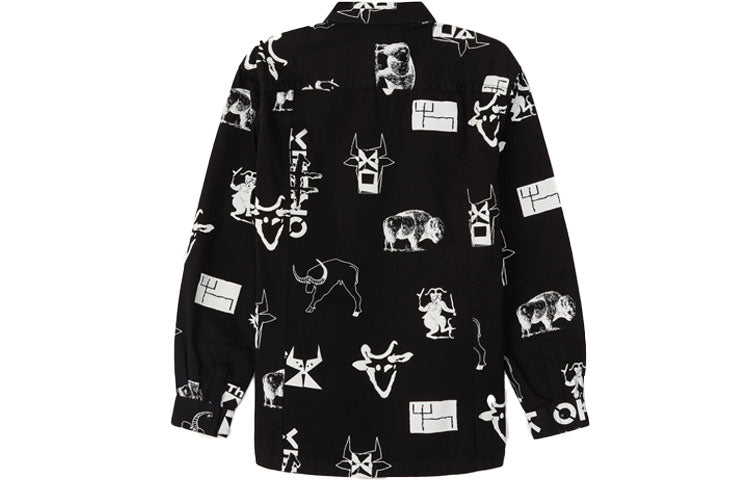 Men's KENZO SS21 Capsule Series Printing Jacket Long Sleeves Shirt Black FB55CH5159H2-99