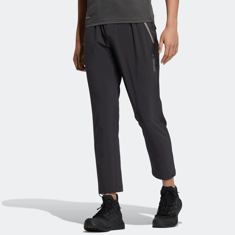 Men's adidas Terrex TX Stretch Pa Logo Printing Outdoor Sports Pants/Trousers/Joggers Black HS6805