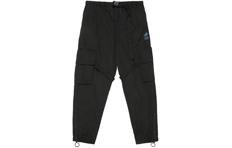 Off-White Logo Print Cargo Pants Functional Casual Pants Black OMCF004R20G380221001