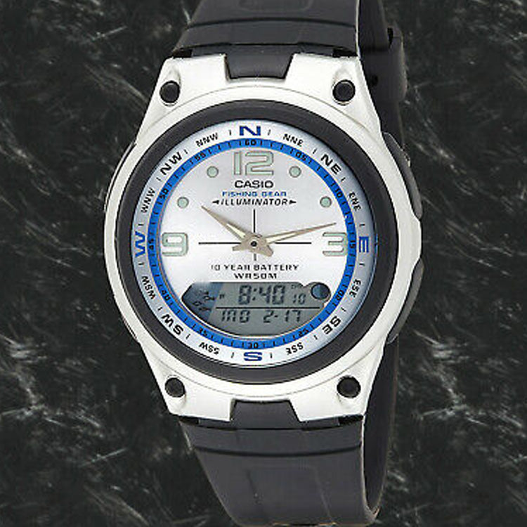 CASIO Mens SilverBlack Analog/Digital Combo AW-82-7AQ