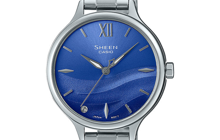 CASIO SHEEN Series SEA WAVE Subject Stylish Simplicity Watch Artificial Sapphire Gradient Blue Sapphire Crystal SHE-4550D-2BUPR