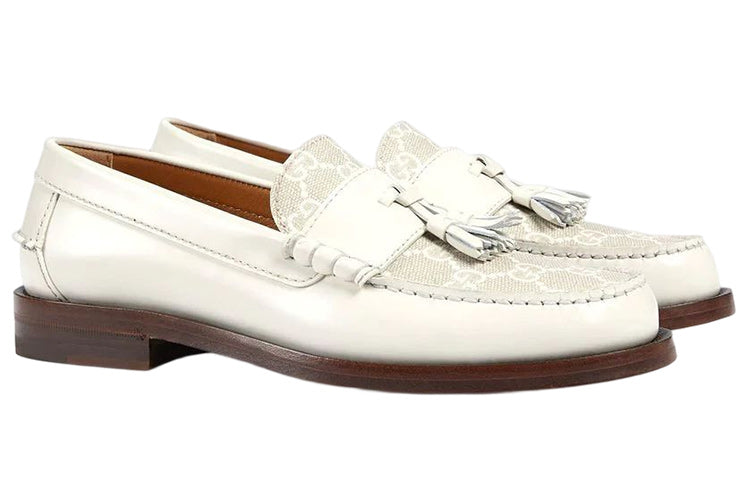(WMNS) Gucci GG Supreme tassel loafers 'White' 694866-17X50-9071