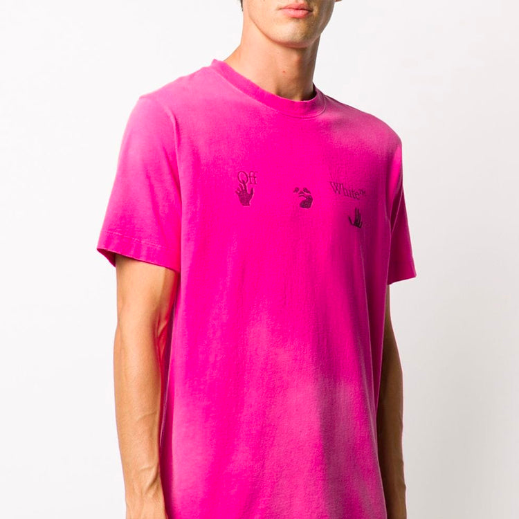 Off-White Logo Applique Fade Tee Men's Pink OMAA027F20FAB0013210