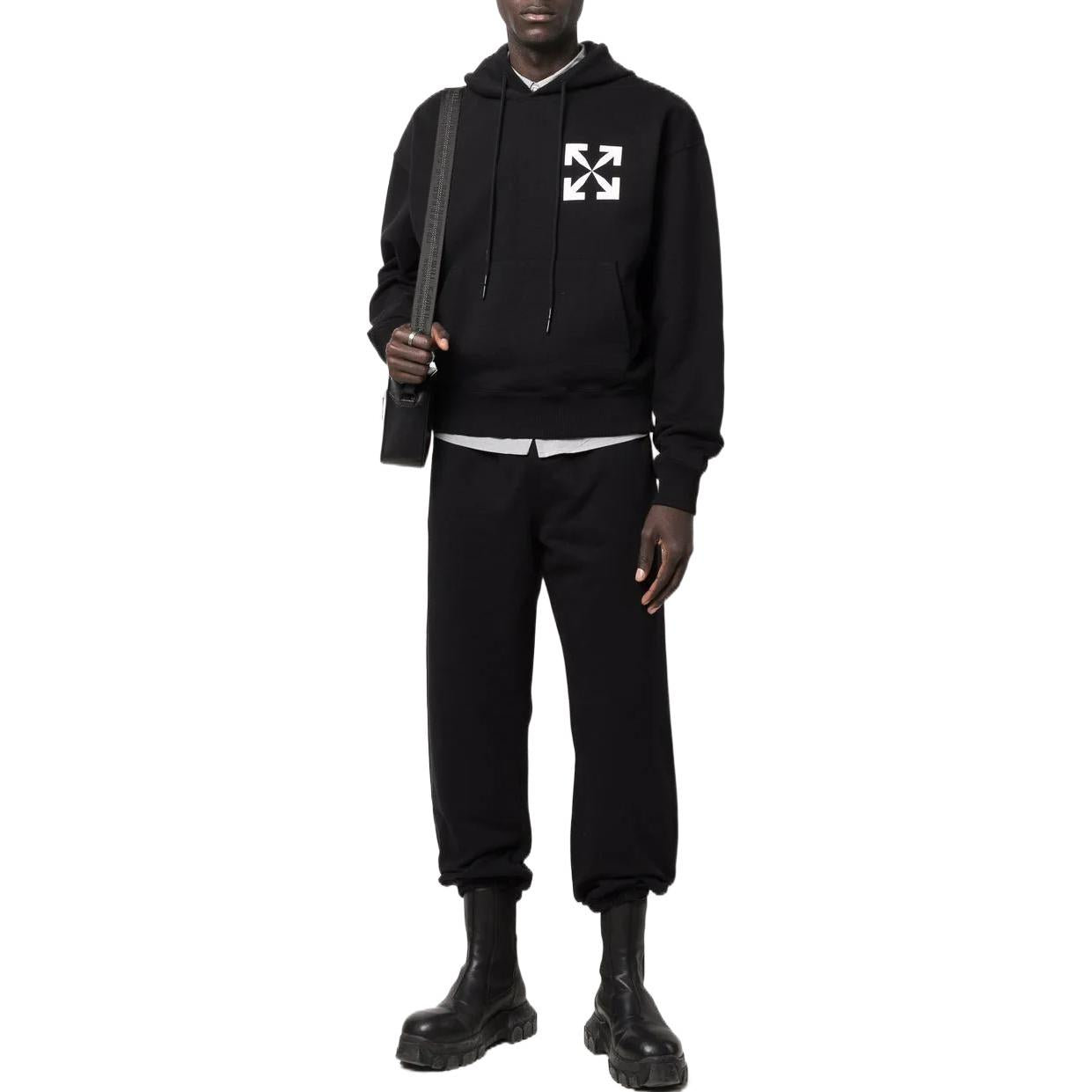 Men's Off-White FW22 Rear Logo Printing Casual Bundle Feet Sports Pants/Trousers/Joggers Version Black OMCH029S22FLE0131001