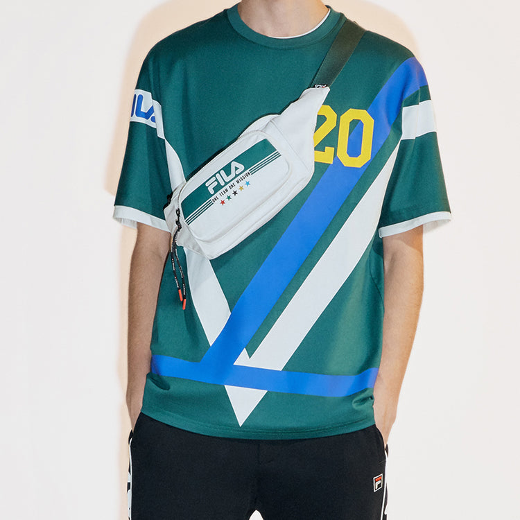 FILA FUSION Loose Dropped Shoulder Sleeves Contrasting Colors Short Sleeve Green T11M032101F-DG
