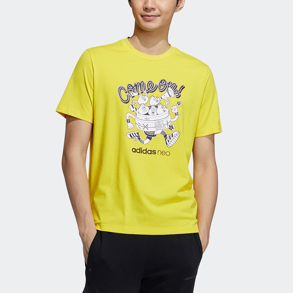 adidas neo M Fd Tee 2 Graffiti Print Sports Short-sleeved Yellow H45096