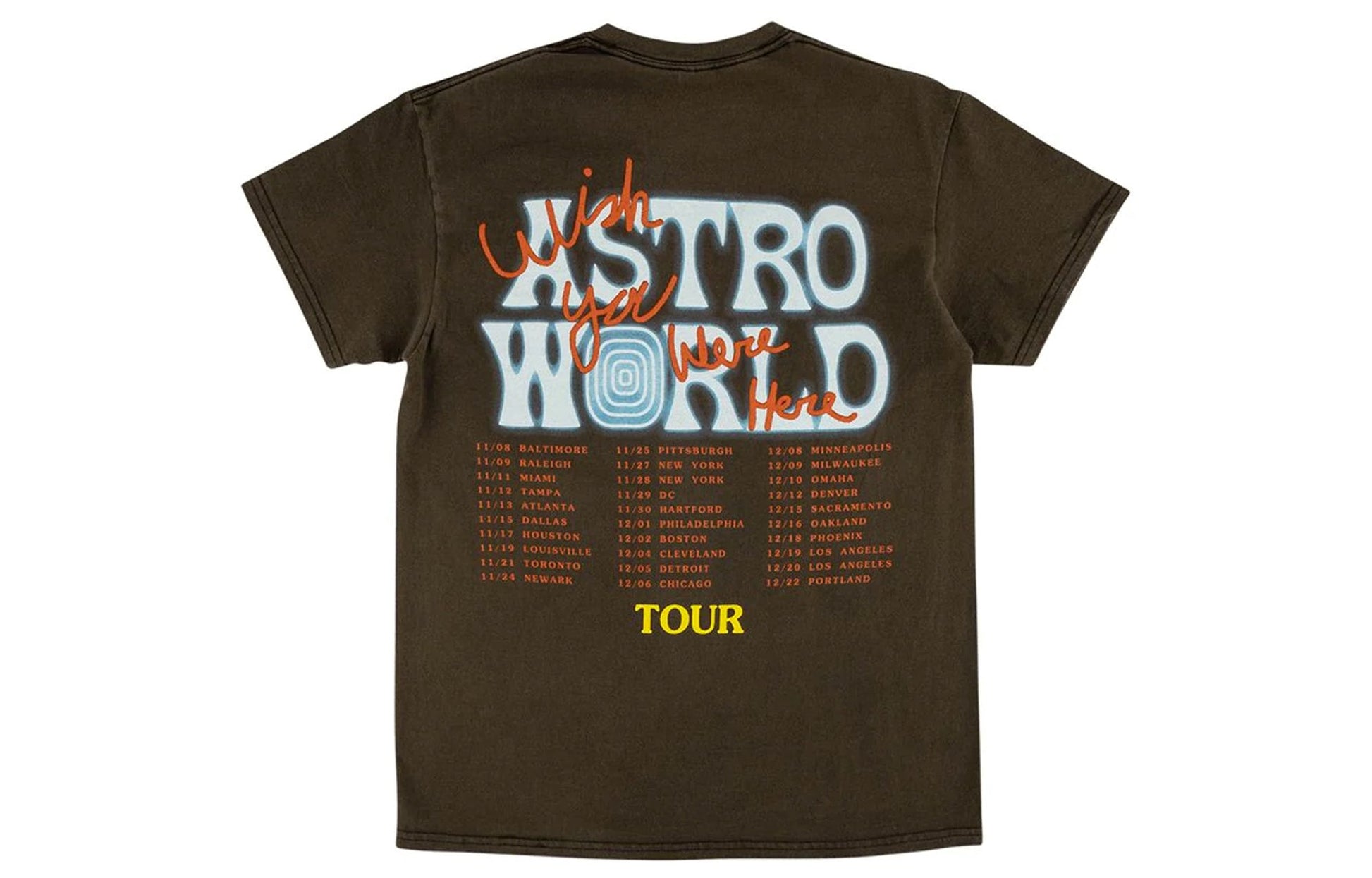 Men's Travis Scott Cactus Jack Sicko Mode Washed Pattern Round Neck Short Sleeve Brown TS-SIMTWSD