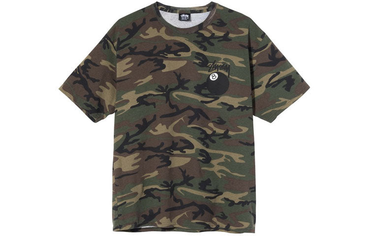 Stussy No. 8 Alphabet Logo Printing Short Sleeve Unisex Camouflage T-Shirt 3903702