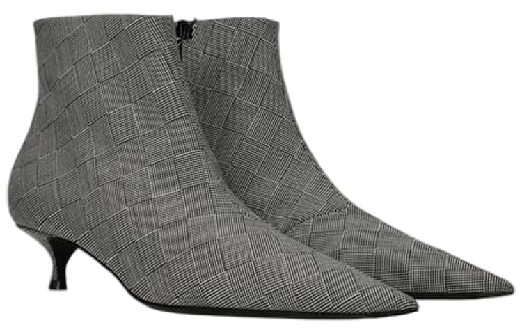 (WMNS) Balenciaga Wool Checked Knife Pointy Toe Boots 'Grey' 579218W1SR01214
