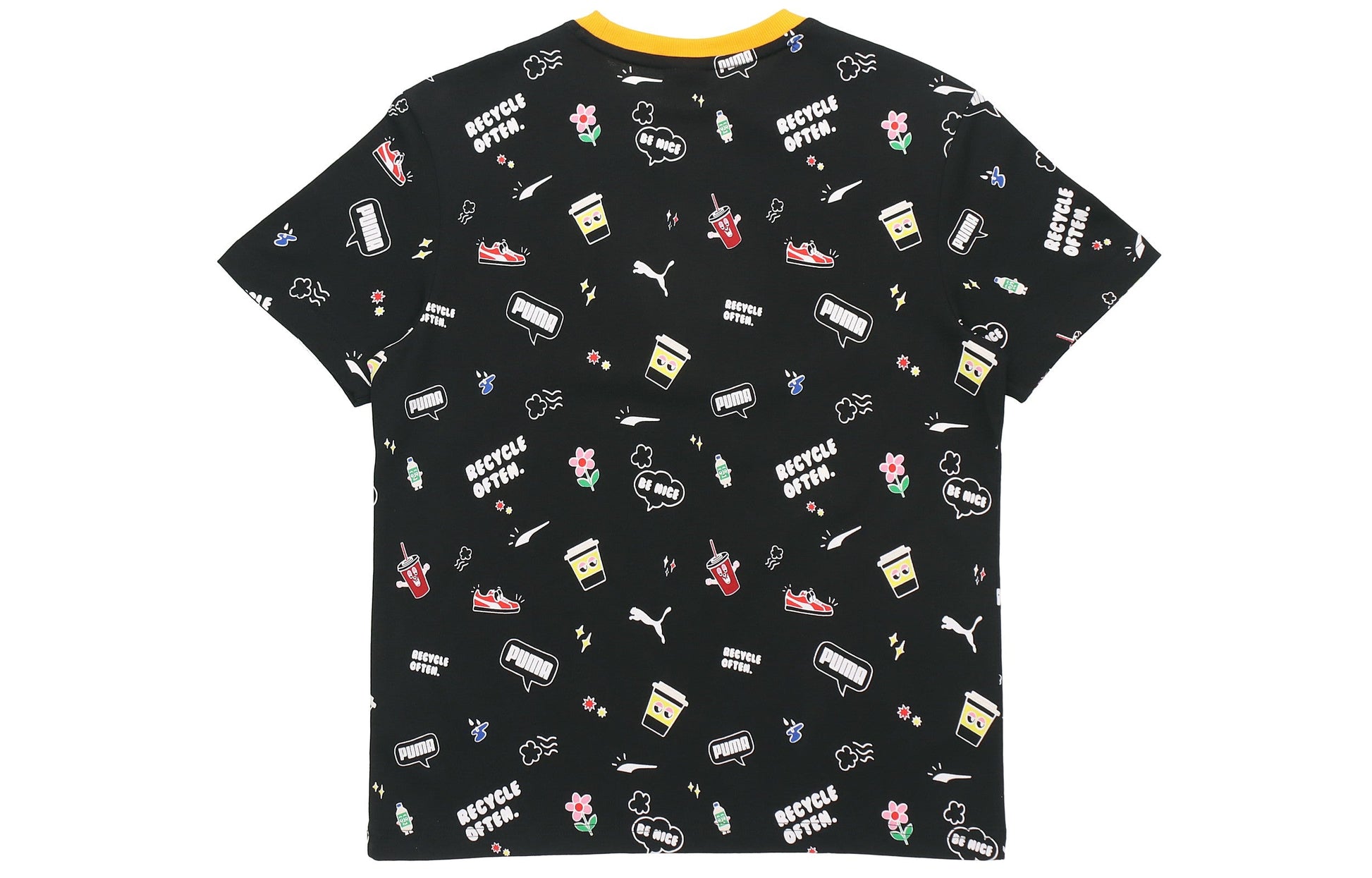 PUMA Awareness Aop Tee Sports Alphabet Printing Short Sleeve Black 532033-01