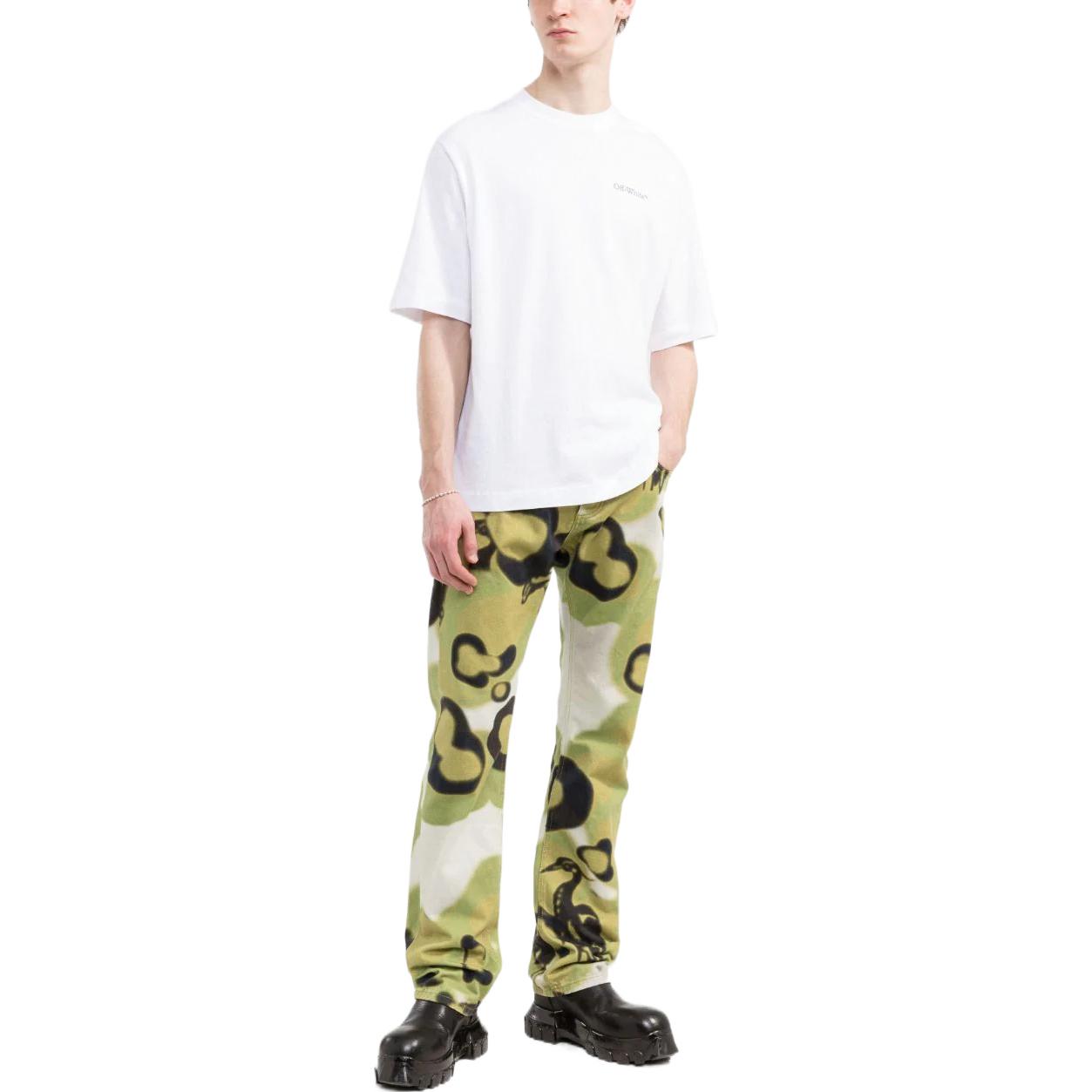 Men's Off-White SS22 Solid Color Alphabet Logo Printing Short Sleeve Version White T-Shirt OMAA119S22JER00401100110