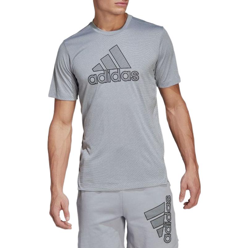 Men's adidas Alphabet Logo Printing Round Neck Short Sleeve Japanese Version Silver T-Shirt HB9194