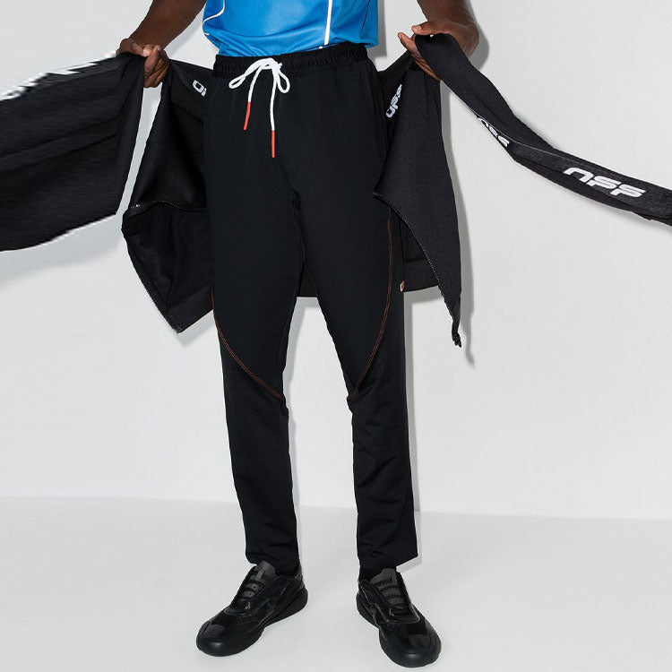 Men's Off-White FW21 Straight Lacing Sports Pants/Trousers/Joggers Slim Fit Black OMVG015I21FAB0011020