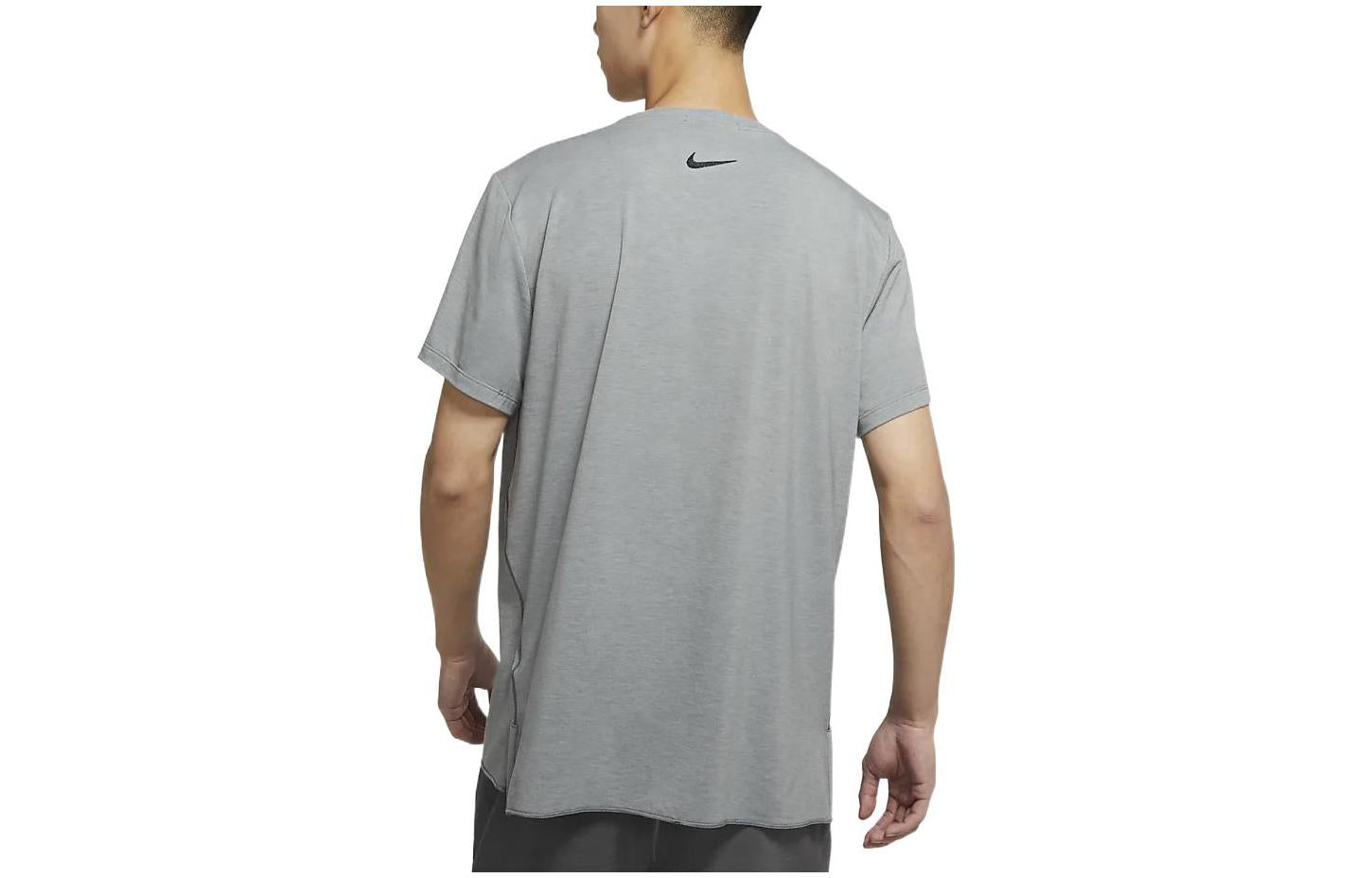 Men's Nike SS22 Yoga Dri-FIT Moisture Conduction Quick Dry Solid Color Round Neck Short Sleeve Gray T-Shirt DM7826-077
