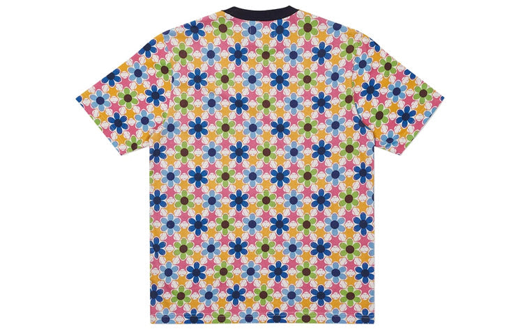 PALACE Curtains Flowers Full Print Colorblock Round Neck Short Sleeve Unisex Blue P19ES006