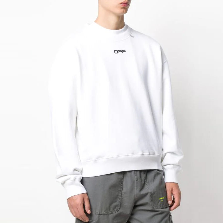 Men's Off-White Round Neck Pullover Long Sleeves White OMBA035R20E300040110