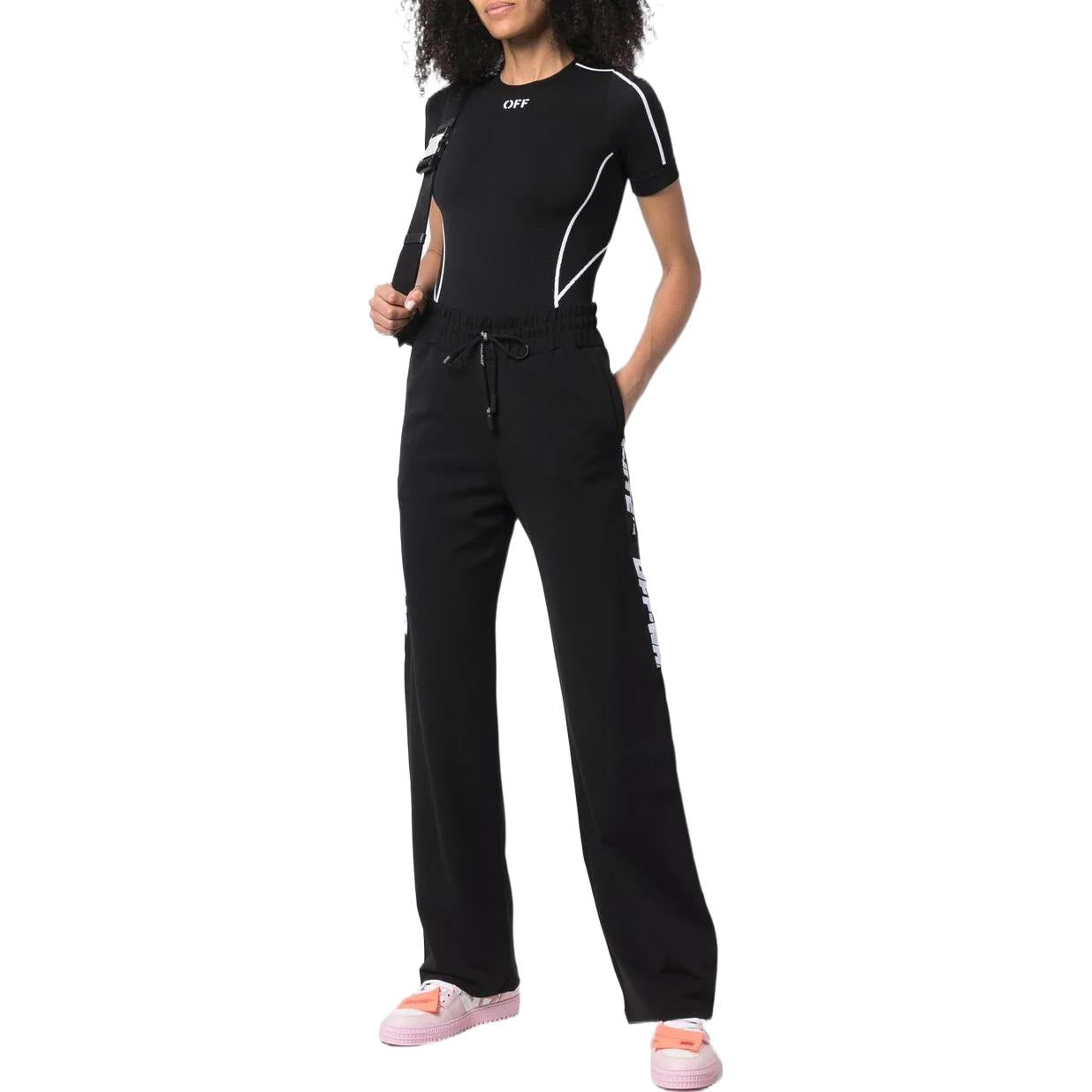 (WMNS) Off-White Active Logo Band Sport Pants 'Black' OWVI010C99JER0011000