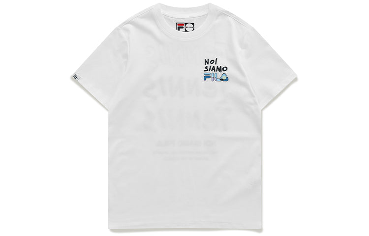 FILA FUSION Alphabet Printing Sports Round Neck Short Sleeve White T11W121109F-WT